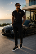 Men’s Executive Zip Polo - Black/Gold