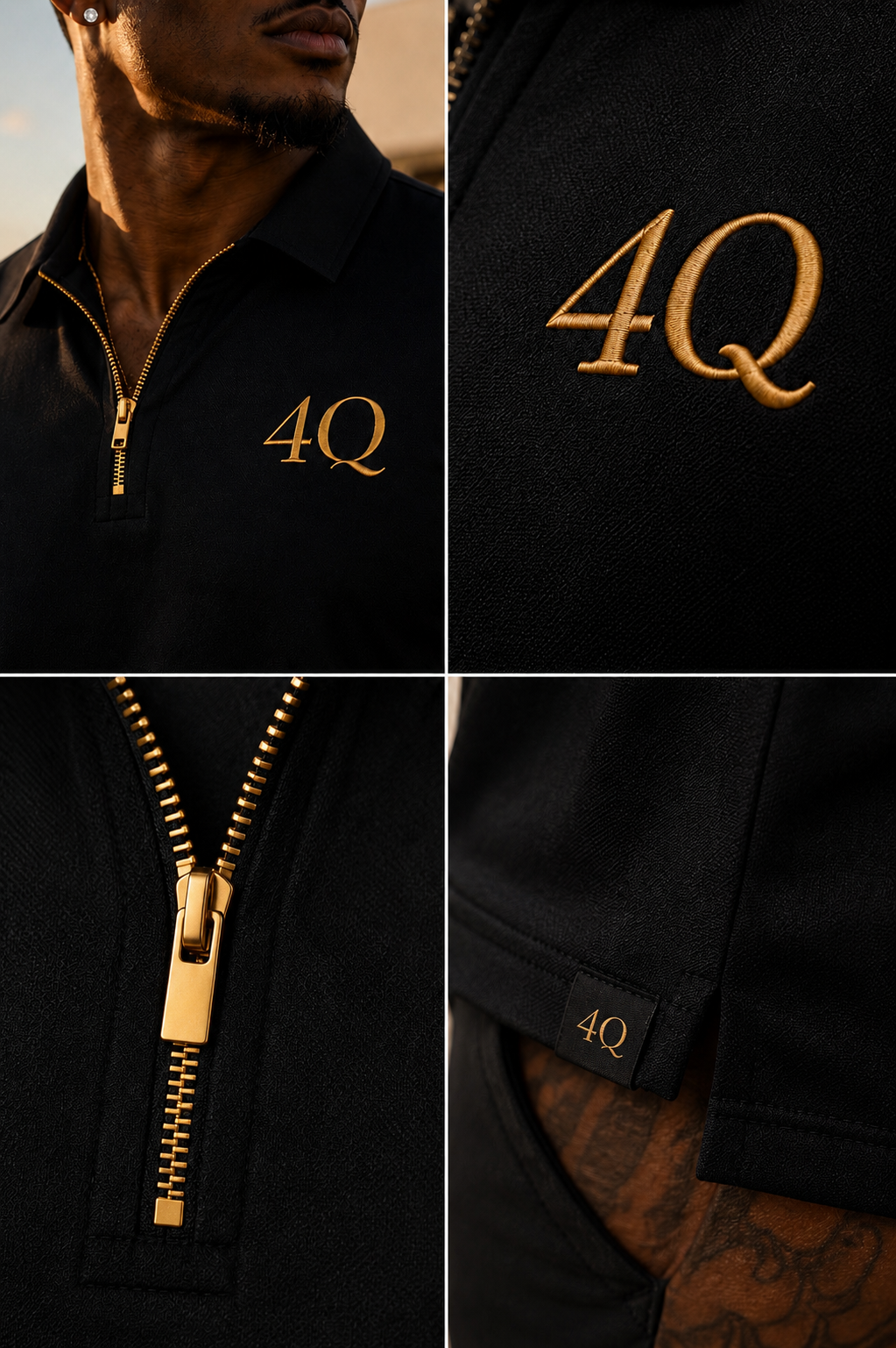 Men’s Executive Zip Polo - Black/Gold