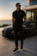 4Q Men’s Executive Button-Up Polos (Black/Gold)