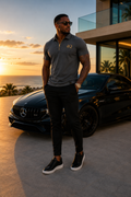 Men’s Executive Zip  Polo - Gray/Gold