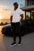 Men’s Executive Zip  Polo - White/Gold